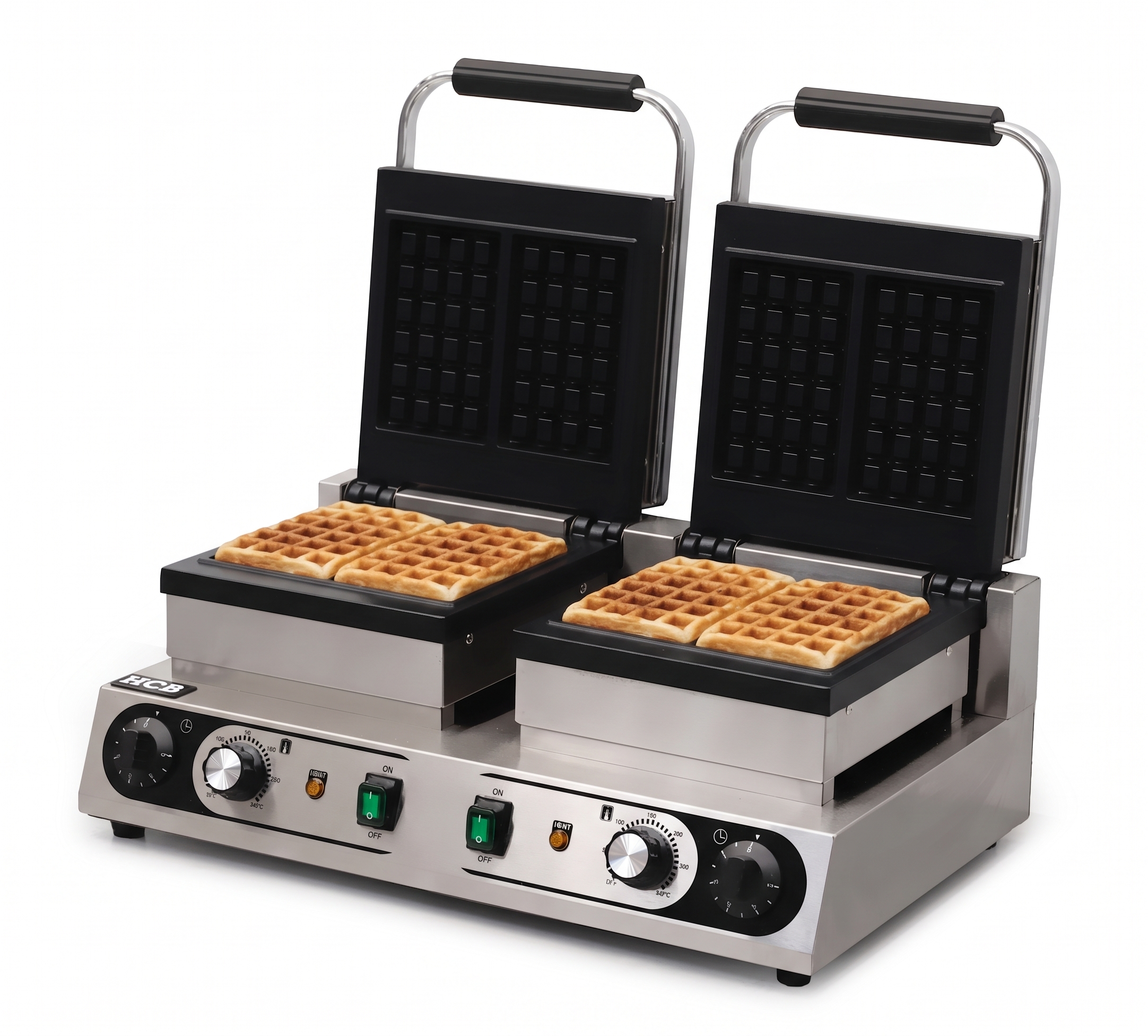HCB Wafelijzer - Luikse wafels - 4st - 230V - RVS