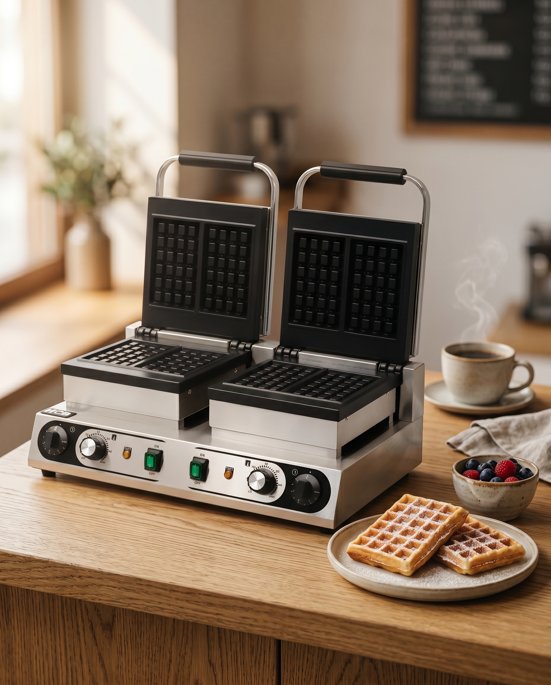 HCB Wafelijzer - Luikse wafels - 4st - 230V - RVS - Afbeelding 6
