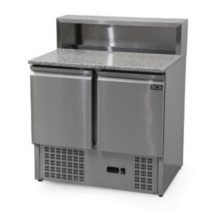 HCB Pizzawerkbank - klapdeuren - 90 cm - 390 liter - 230V - RVS