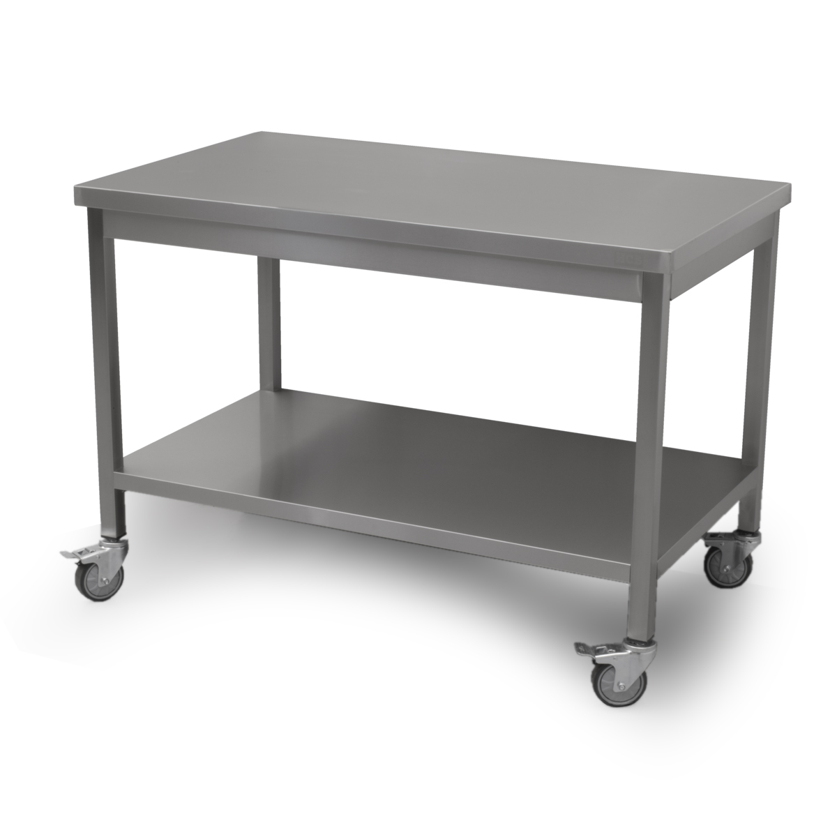 HCB Basic-line Werktafel - met onderschap - 120 x 70 x 85 cm - verrijdbaar - RVS