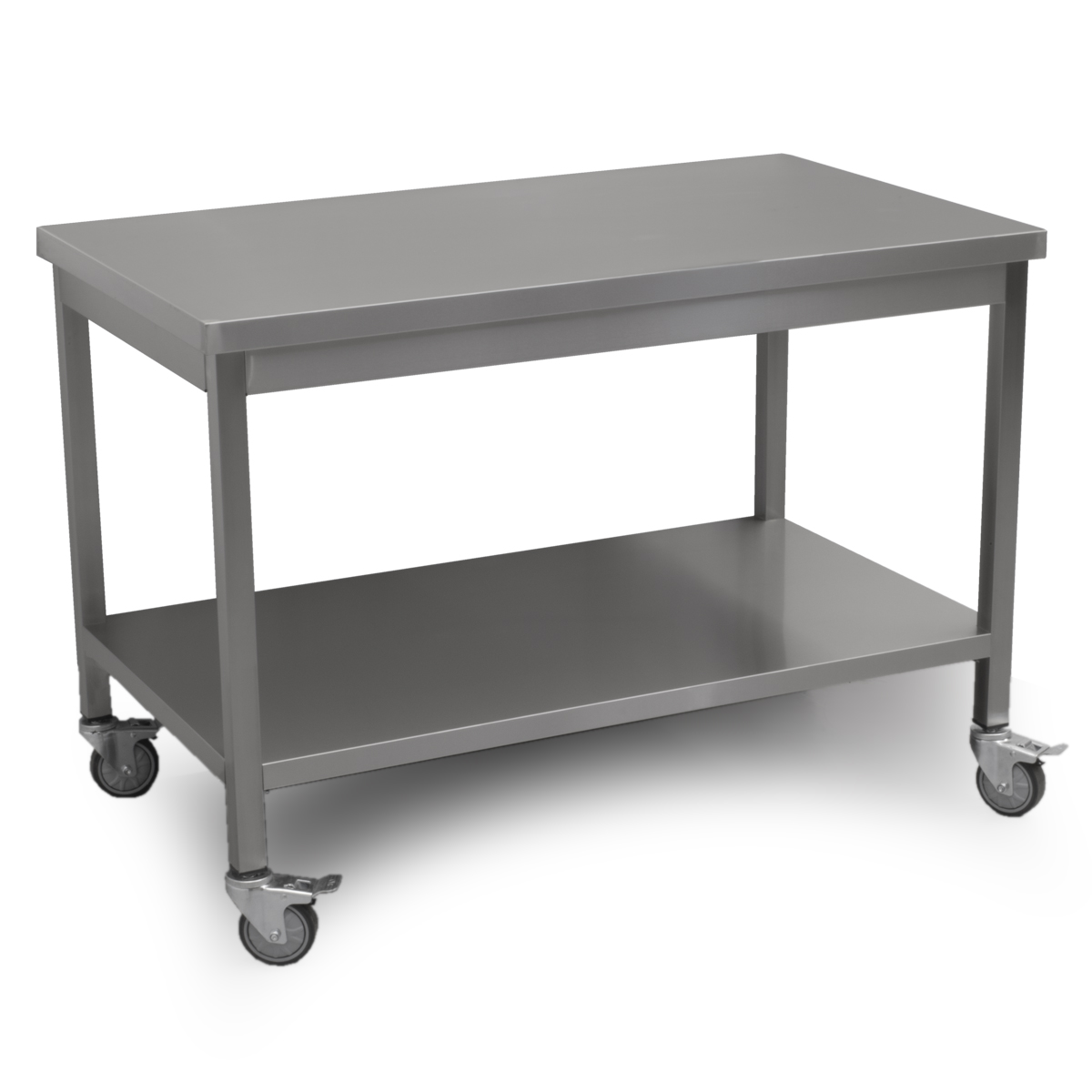 HCB Basic-line Werktafel - met onderschap - 120 x 70 x 85 cm - verrijdbaar - RVS