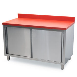 HCB Werkkast - snijtafel - schuifdeuren - 140 cm - RVS - Polyethylene