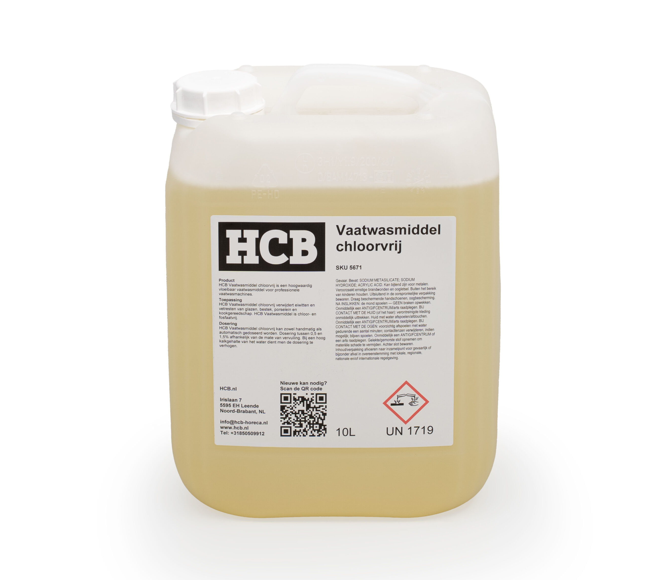 HCB Vaatwasmiddel - 10 liter - chloorvrij - universeel voor vaatwassers