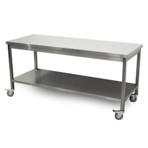HCB Basic-line Werktafel - met onderschap - 180 x 70 x 85 cm - verrijdbaar - RVS