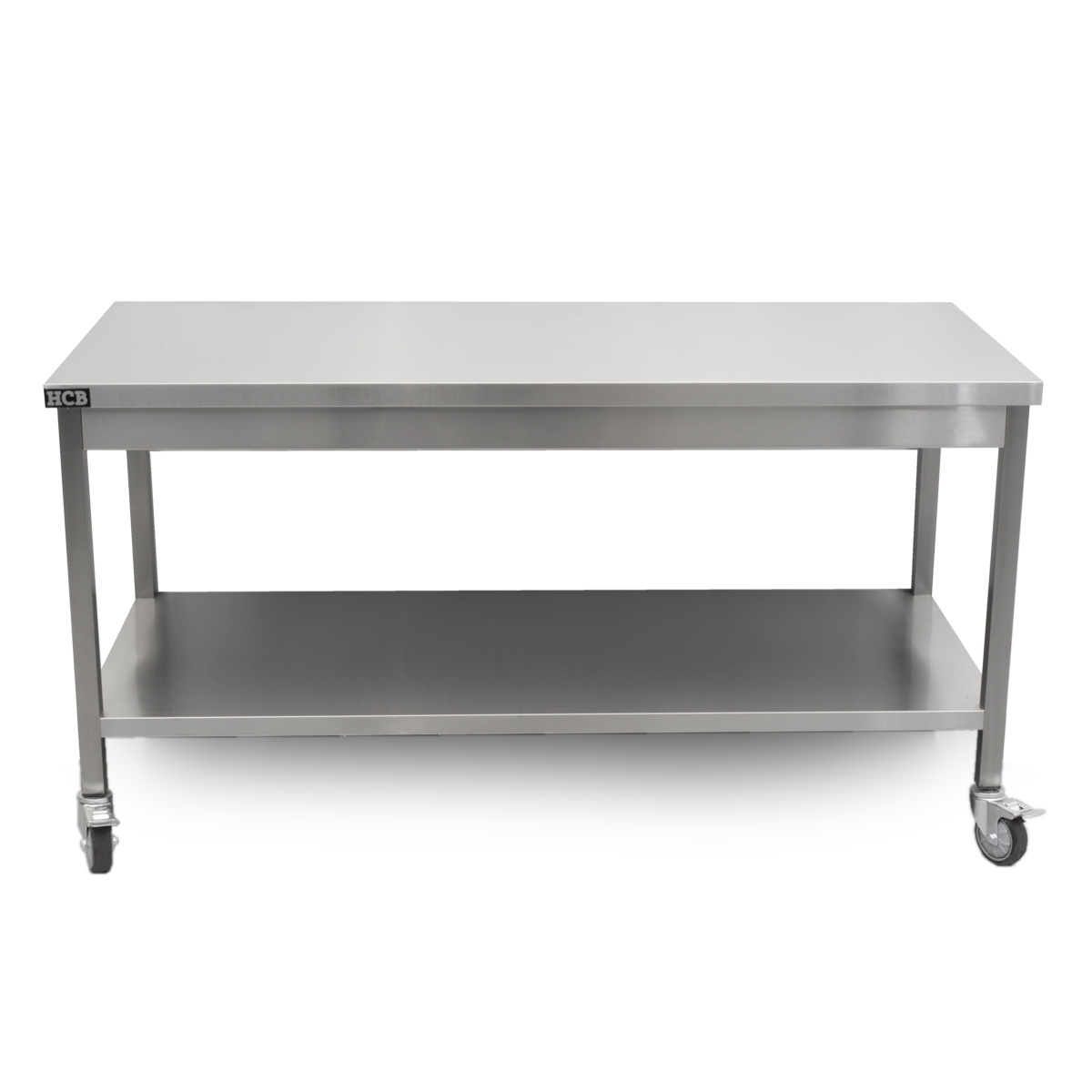 HCB Basic-line Werktafel - met onderschap - 160 x 70 x 85 cm - verrijdbaar - RVS