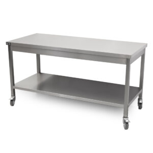 HCB Basic-line Werktafel - met onderschap - 160 x 70 x 85 cm - verrijdbaar - RVS