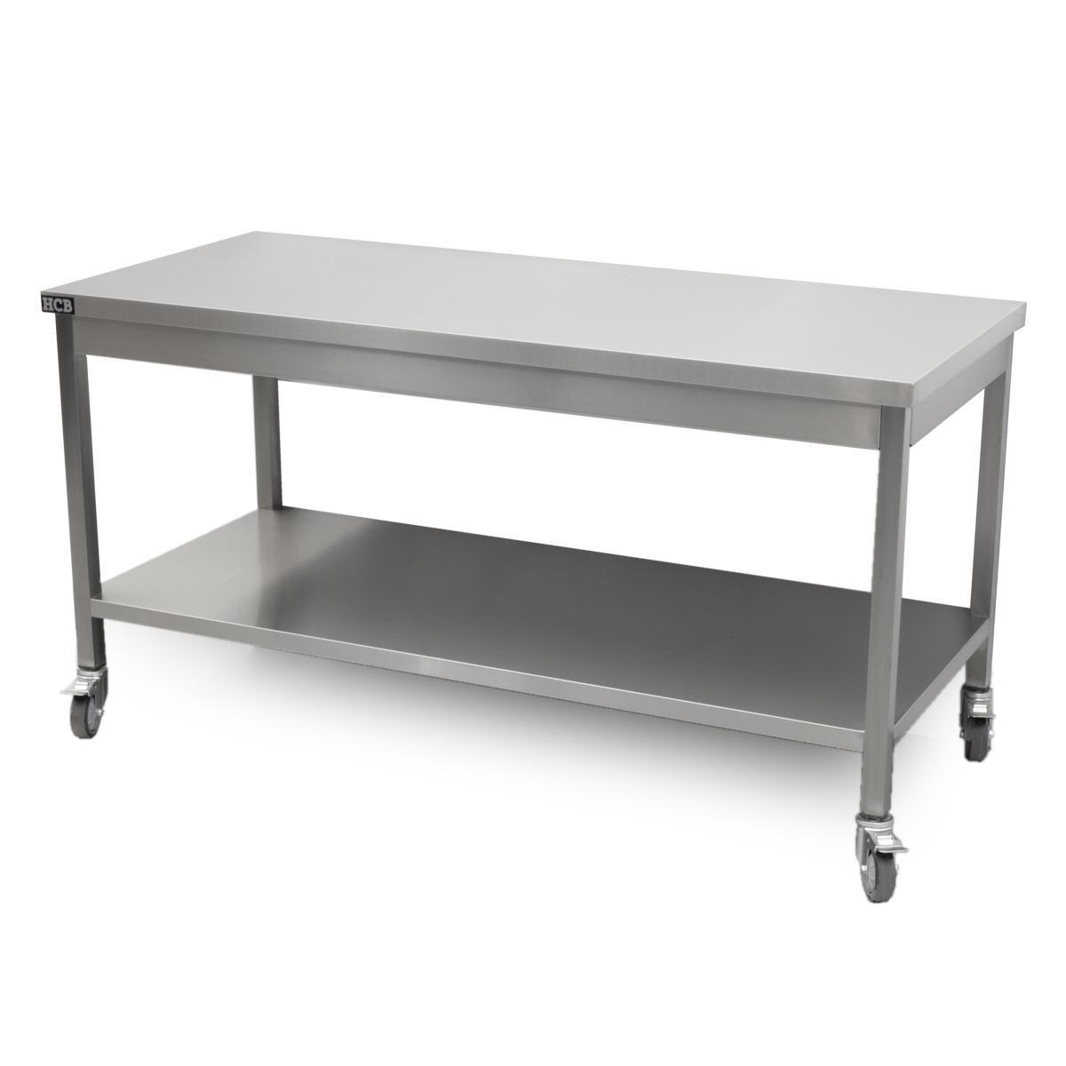 HCB Basic-line Werktafel - met onderschap - 160 x 70 x 85 cm - verrijdbaar - RVS