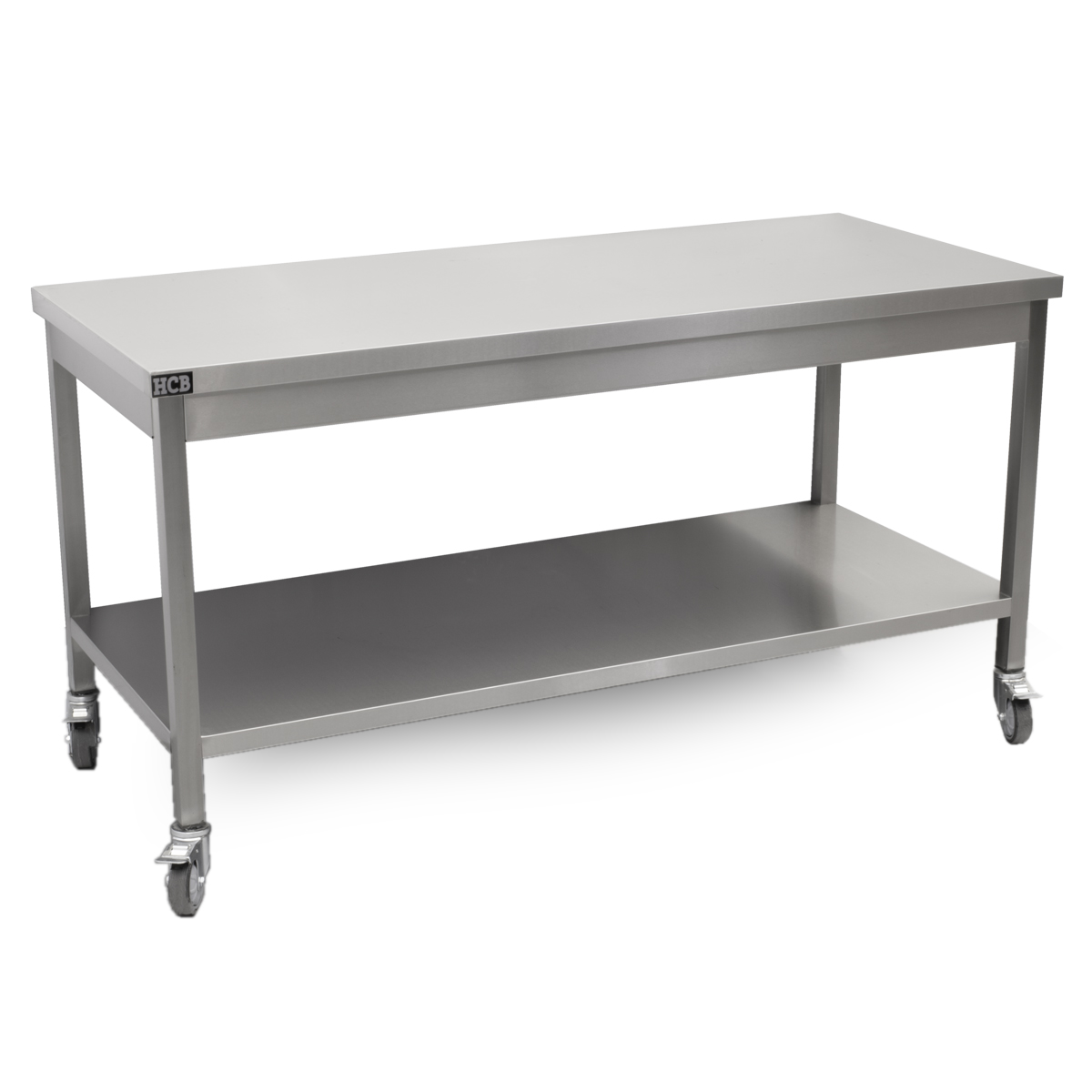 HCB Basic-line Werktafel - met onderschap - 160 x 70 x 85 cm - verrijdbaar - RVS