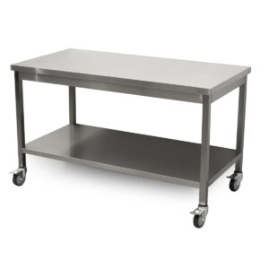 HCB Basic-line Werktafel - met onderschap - 140 x 70 x 85 cm - verrijdbaar - RVS