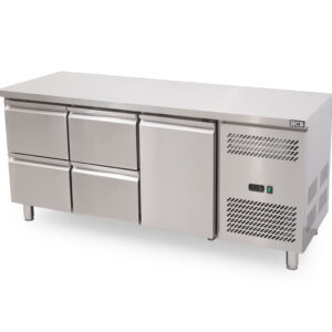 HCB Basic-line Koelwerkbank - 4 lades - 1 deur - 179,5 cm - 230V - RVS