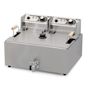 HCB Oliebollen friteuse - 14 liter - aftapkraan - 2 x 230V - RVS