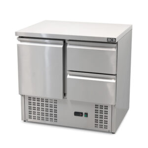 HCB Basic-line Koelwerkbank - 2 lades - 1 deur - 90 cm - 230V - RVS