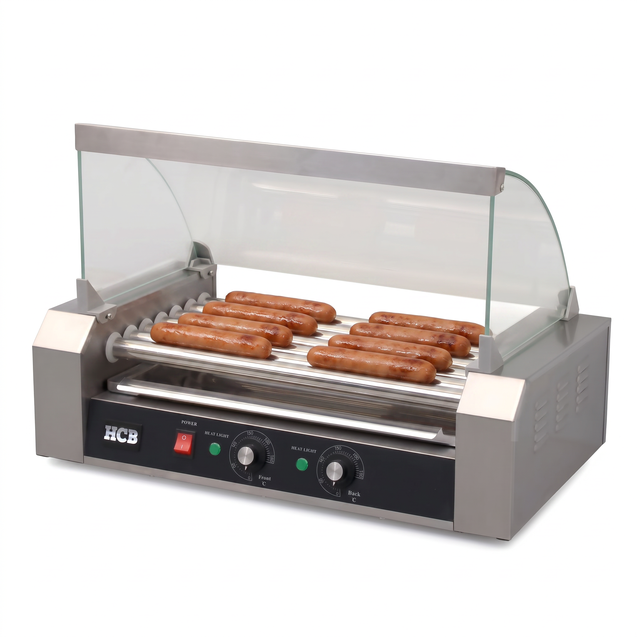 HCB Worstengrill - hotdogroller - 7 rollen - RVS - 230V