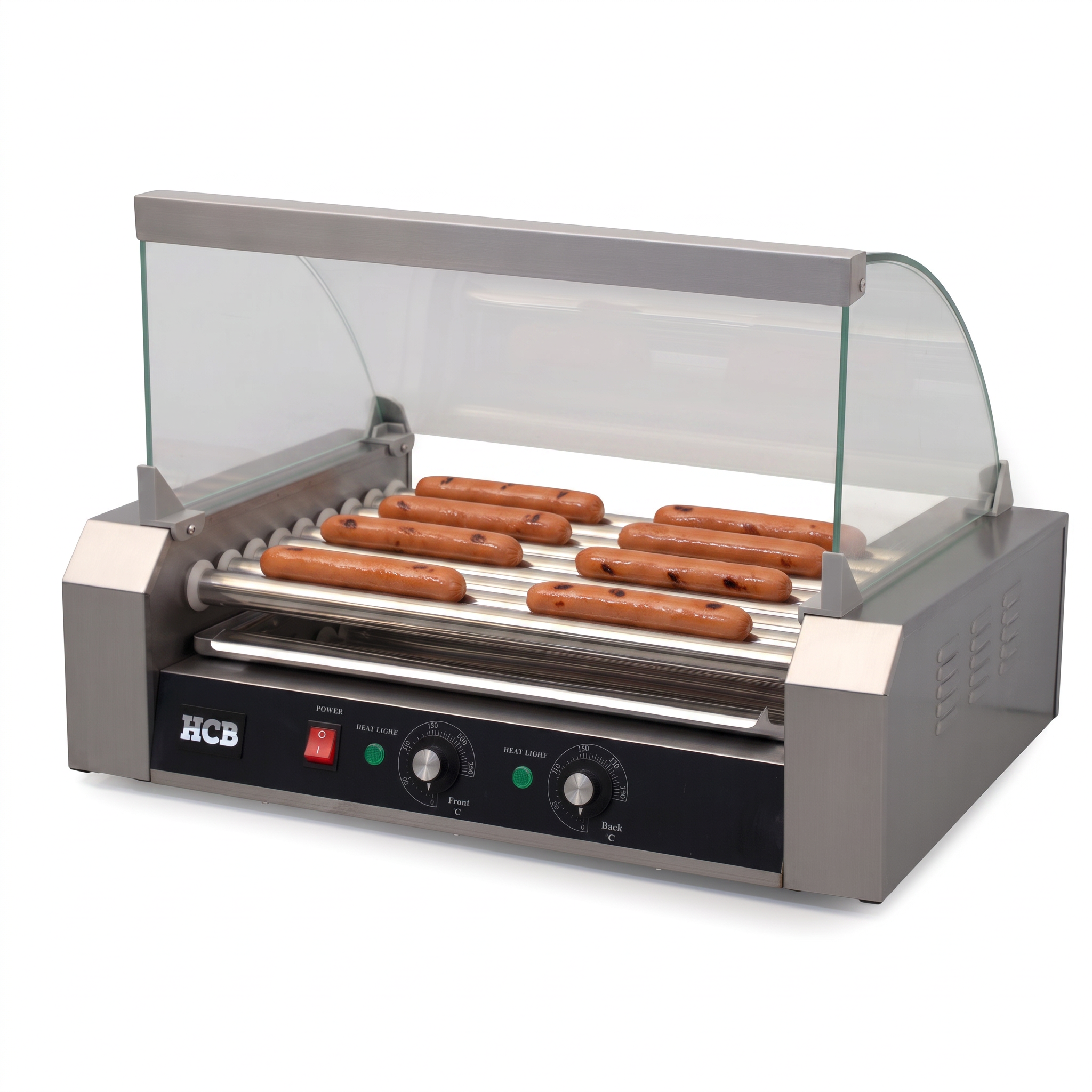 HCB Worstengrill - hotdogroller - 9 rollen - RVS - 230V