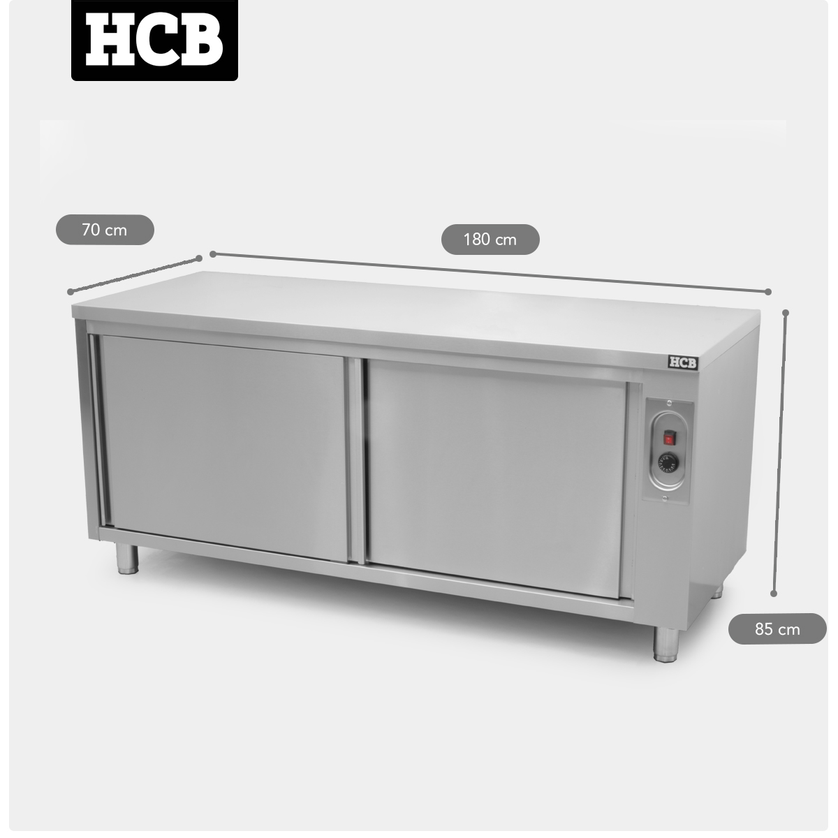 HCB Warmhoudkast - bordenwarmhoudkast - 180 cm - schuifdeur - RVS