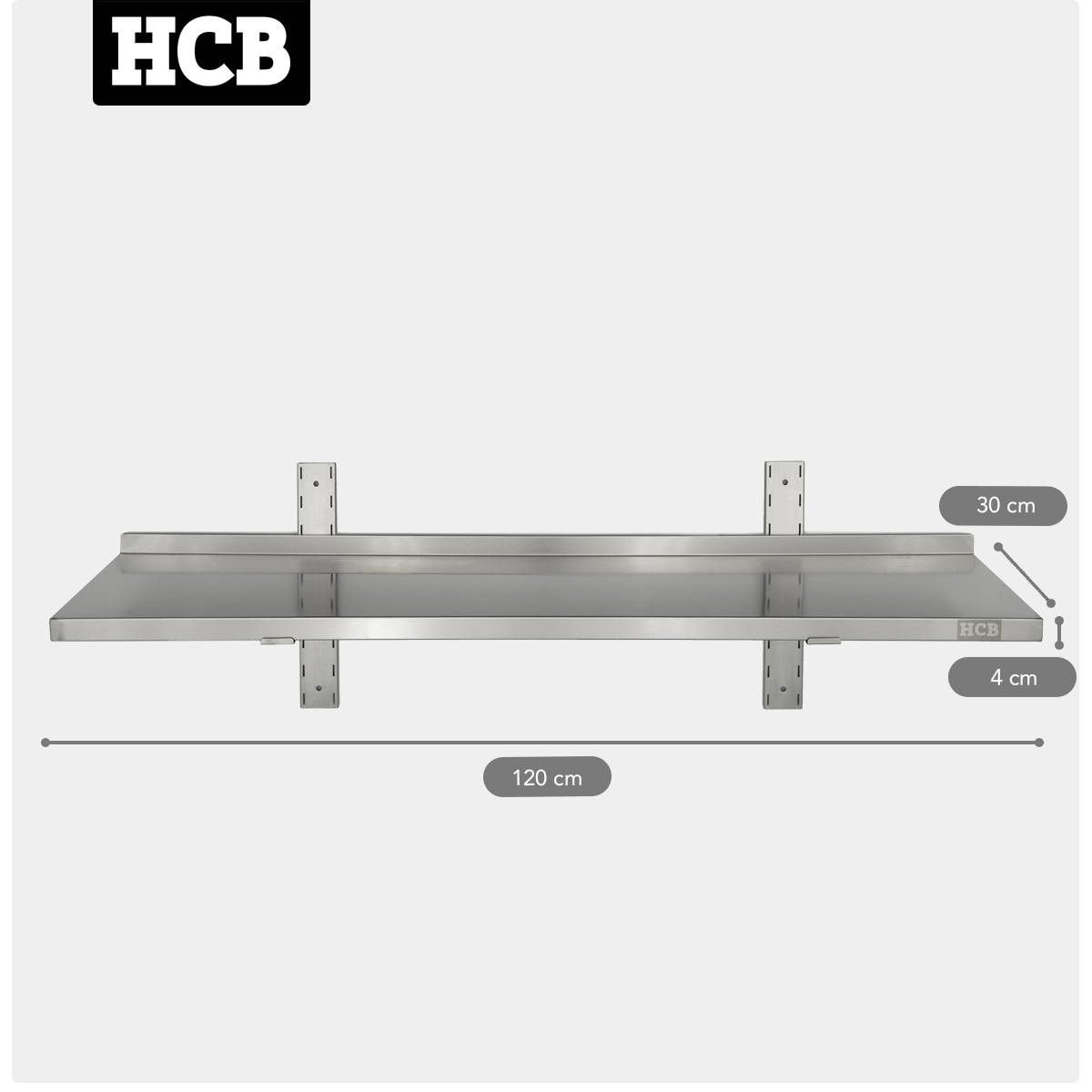 HCB Wandschap - 120 x 30 cm - RVS
