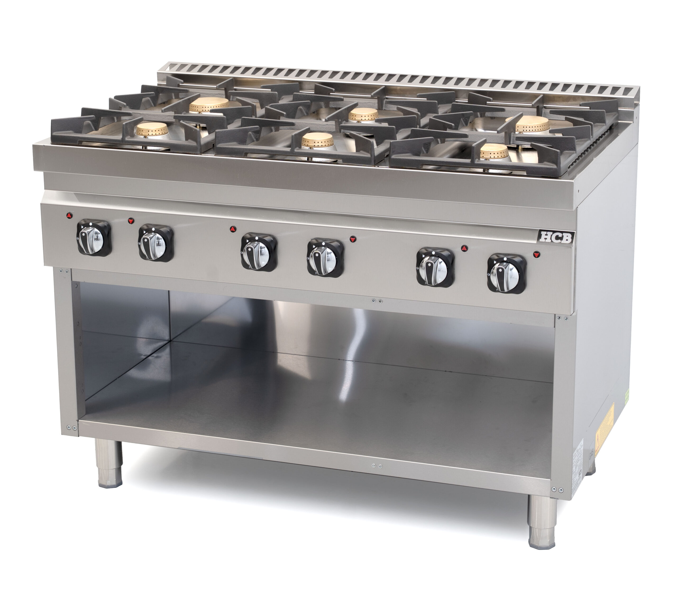 HCB Fornuis - 70S - 6 pitten - 44 kW - 120 cm - aardgas - RVS